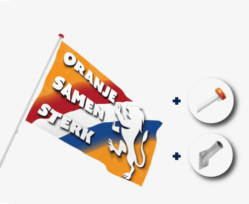 Gevel vlaggenstok complete set met Nederlandse sport vlag